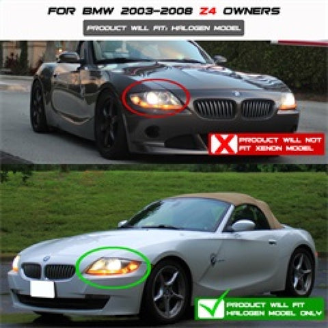 Spyder BMW Z4 03-08 Projector Headlights Halogen Model Only - LED Halo Black PRO-YD-BMWZ403-HL-BK - 5029072