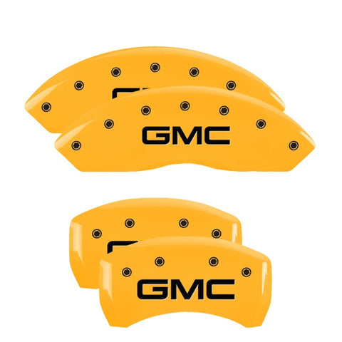 MGP 4 Caliper Covers Engraved Front & Rear GMC Yellow Finish Black Char 2019 GMC Arcadia - 34212SGMCYL