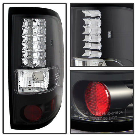 Spyder Ford F150 Styleside 04-08 (Not Fit Heritage & SVT)LED Tail Lights Black ALT-YD-FF15004-LED-BK - 5003249