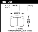 Hawk AP Racing / FF 2000 HT-10 Race Brake Pads - HB108S.560