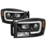 Spyder Dodge Ram 1500 06-08 V2 Projector Headlights - Light Bar DRL - Black (PRO-YD-DR06V2-LB-BK) - 5085306