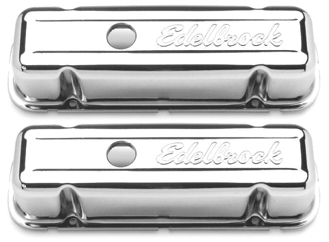 Edelbrock Valve Cover Signature Series Buick 1977 and Later 3 8L and 4 1L V6 Chrome - 4486