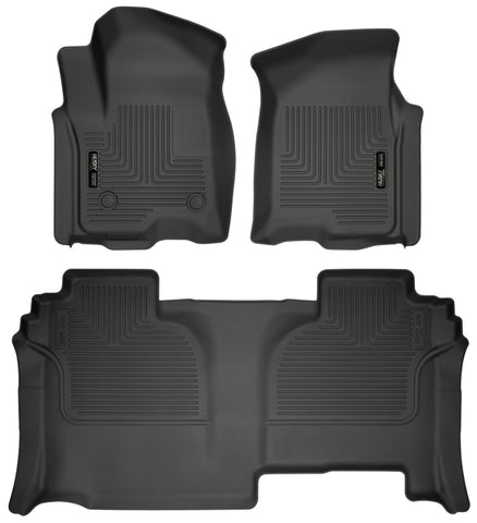 Husky Liners 19-23 GMC Sierra 1500 Double Cab Weatherbeater Black Front & 2nd Seat Floor Liners - 94031