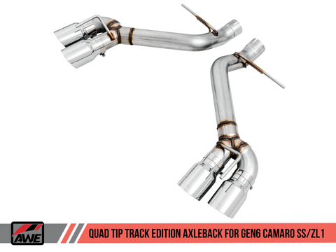 AWE Tuning 16-19 Chevrolet Camaro SS Axle-back Exhaust - Track Edition (Quad Chrome Silver Tips) - 3020-42067