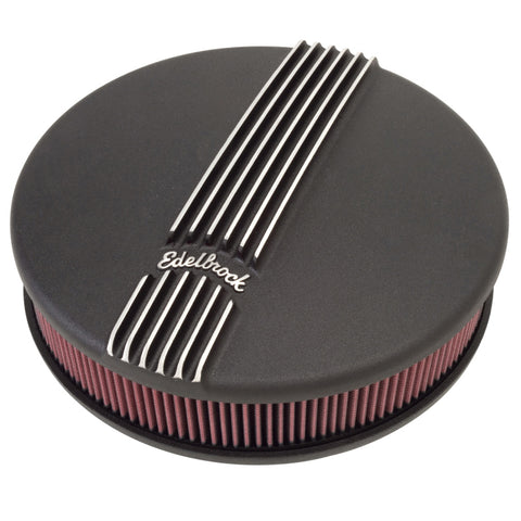 Edelbrock Air Cleaner Classic Series Round Aluminum Top Cloth Element 14In Dia X 3 9In Black - 41173