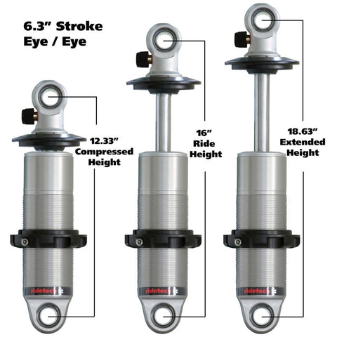 Ridetech HQ Series CoilOver Shock 6.3in Travel 2.5in Coil Eye/Eye Mounting 12.325inx18.625in - 24169901