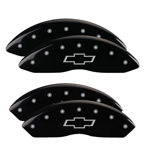 MGP 4 Caliper Covers Engraved F & R Bowtie Black Finish Silver Char 2014 Chevrolet Express 2500 - 14243SBOWBK