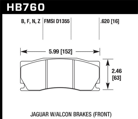 Hawk 08-12 Jaguar XKR w/Alcon Brakes DTC-70 Front Race Brake Pads - HB760U.620