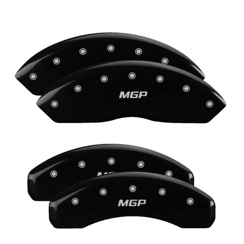 MGP 4 Caliper Covers Engraved Front & Rear MGP Black Finish Silver Char 2019 Jeep Wrangler - 42019SMGPBK