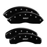 MGP 4 Caliper Covers Engraved Front & Rear MGP Black Finish Silver Char 2018 Jeep Wrangler - 42018SMGPBK