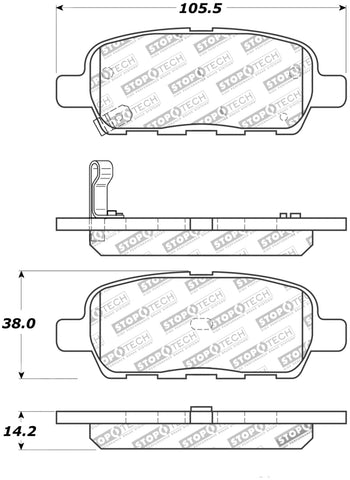 StopTech Street Touring 6/02-08 350z / 01-08 G35 Rear Brake Pads - 308.09050