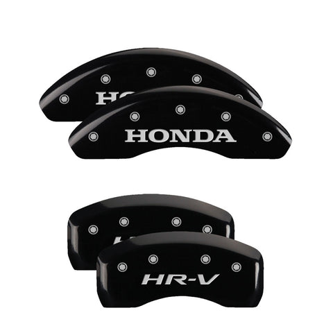 MGP 4 Caliper Covers Engraved Front Honda Engraved Rear HR-V Black finish silver ch - 20217SHRVBK