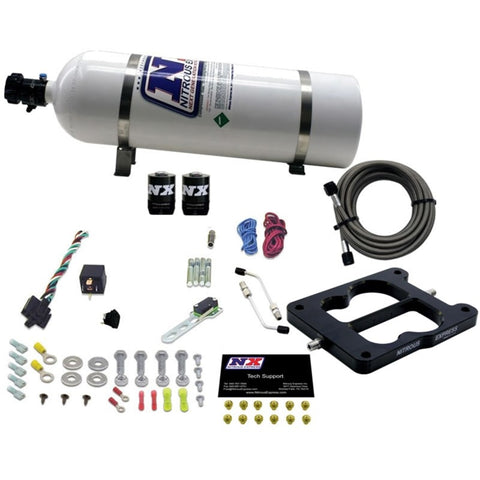 Nitrous Express Q-Jet/Holley Spread Bore Nitrous Kit (50-300HP) w/15lb Bottle - 30080-15