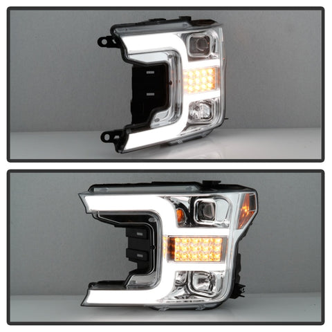 Spyder Signature Ford F150 18-19 (Halogen Model) Proj. Headlights - Chrome (PRO-YD-FF15018-LBSEQ-C) - 5086631