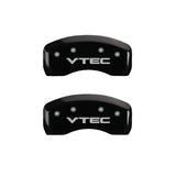 MGP 4 Caliper Covers Engraved Front & Rear Vtech Black finish silver ch - 39006SVTCBK