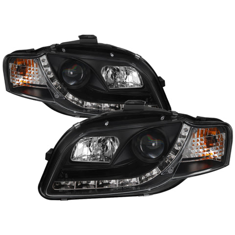 Spyder Audi A4 06-08 Projector Headlights Halogen Model Only - DRL Black PRO-YD-AA405-DRL-BK - 5008572