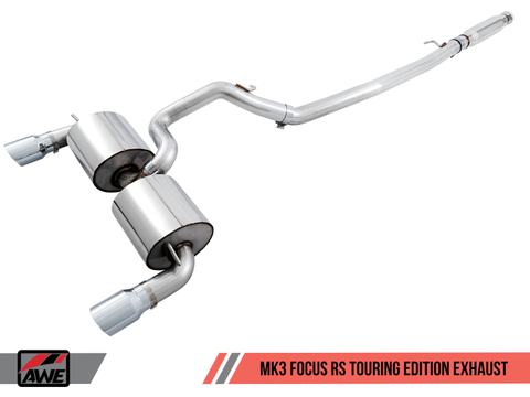 AWE Tuning Ford Focus RS Touring Edition Cat-back Exhaust - Resonated - Diamond Black Tips - 3020-33042