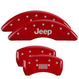 MGP 4 Caliper Covers Engraved Front JEEP Engraved Rear JEEP Grill logo Red finish silver ch - 42012SJPLRD