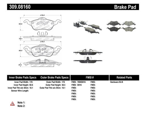 StopTech Performance Brake Pads - 309.08160