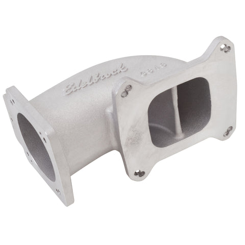 Edelbrock Low Profile Intake Elbow 90mm Throttle Body to Square-Bore Flange As-Cast Finish - 3848