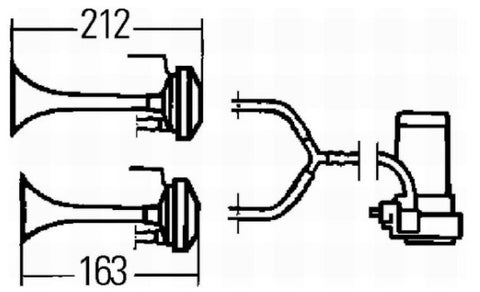 Hella Horn Kit Air 2-Trumpet 24V - 003001661