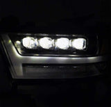 AlphaRex 19-20 Ram 1500HD NOVA LED Proj Headlights Plank Style Gloss Blk w/Activ Lght/Seq Signal/DRL - 880516