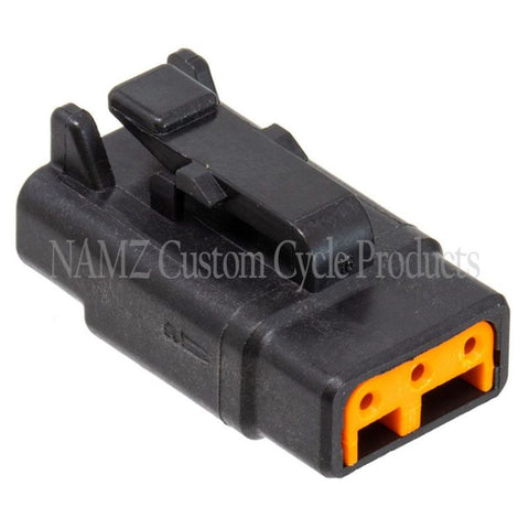 NAMZ Deutsch DTM 3-Position Plug w/3 Stamped Terminals & Wedgelock - Black (HD 74113-98BK) - MDP-3B