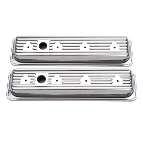 Edelbrock Valve Cover Signature Series Chevrolet 1987-1995 262-400 CI V8 Low Chrome - 4446