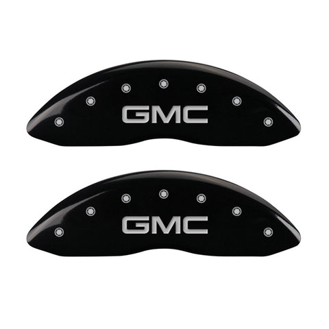 MGP Front set 2 Caliper Covers Engraved Front GMC Black finish silver ch - 34207FGMCBK