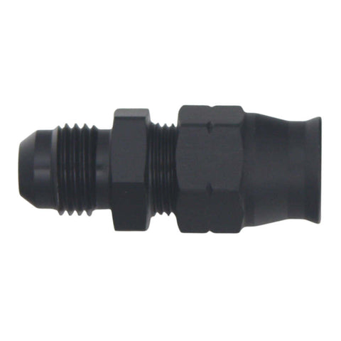 DeatschWerks 6AN Male Flare to 3/8in Hardline Compression Adapter - Anodized Matte Black - 6-02-0109-B