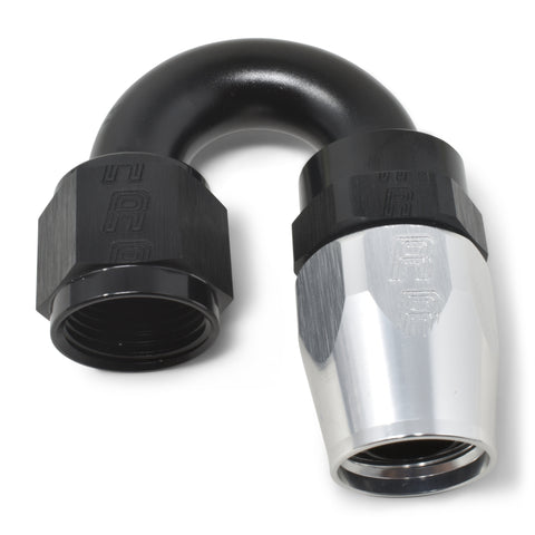 Russell Performance -6 AN Black/Silver 180 Degree Tight Radius Full Flow Swivel Hose End - 613503