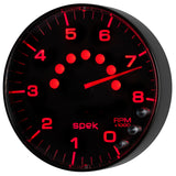 Autometer Spek-Pro Gauge Tachometer 5in 8K Rpm W/Shift Light & Peak Mem Black/Black - P238328