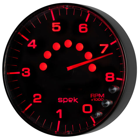 Autometer Spek-Pro Gauge Tachometer 5in 8K Rpm W/Shift Light & Peak Mem Black/Black - P238328