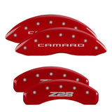 MGP 4 Caliper Covers Engraved Front Gen 5/Camaro Engraved Rear Gen 5/Z28 Red finish silver ch - 14036SZ85RD