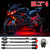 XK Glow Single Color XKGLOW LED Accent Light Motorcycle Kit Red - 10xPod + 4x8InStrips - XK034002-R