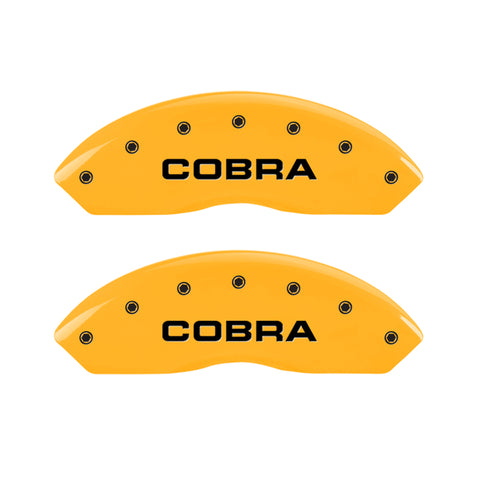 MGP 4 Caliper Covers Engraved Front & Rear Cobra Yellow Finish Black Char 2006 Ford Mustang - 10197SCOBYL