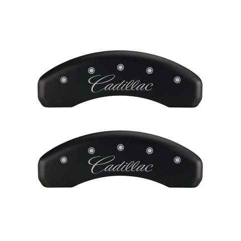 MGP 4 Caliper Covers Engraved Front & Rear Cursive/Cadillac Red finish silver ch - 35011SCADRD