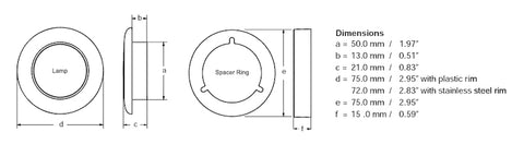 Hella COURTESY Lamp RND BLUE MD12 SS RIM 2XT - 980502221