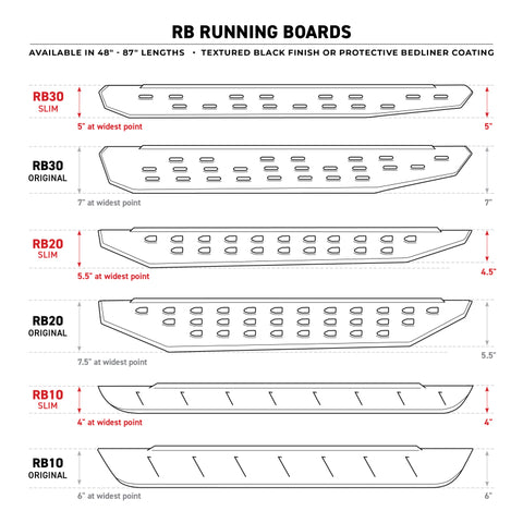 Go Rhino RB10 Slim Running Boards - Universal 68in. (Fits 2DR) - Tex. Blk - 630068SPC