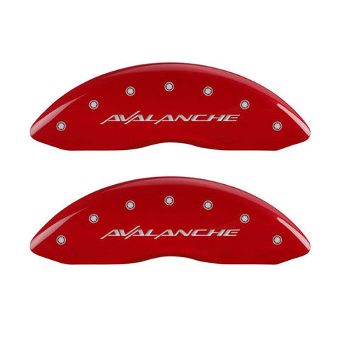 MGP 4 Caliper Covers Engraved Front & Rear Avalanche Red finish silver ch - 14048SAVLRD