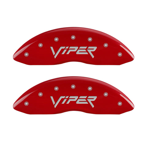 MGP 4 Caliper Covers Engraved Front & Rear Gen 2/Viper Red finish silver ch - 12203SVIPRD