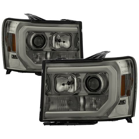 Spyder GMC Sierra 1500/2500/3500 07-13 V2 Projector Headlights - Smoke PRO-YD-GS07V2-LBDRL-SM - 5083654