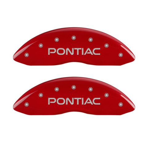 MGP 4 Caliper Covers Engraved Front Pontiac Engraved Rear GTO Red finish silver ch - 18029SGTORD