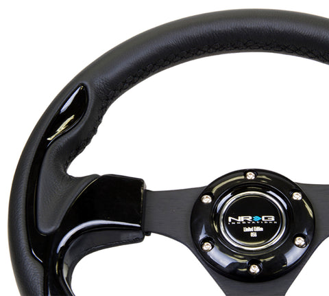 NRG Reinforced Steering Wheel (320mm) Blk w/Gloss Black Trim - RST-001BK