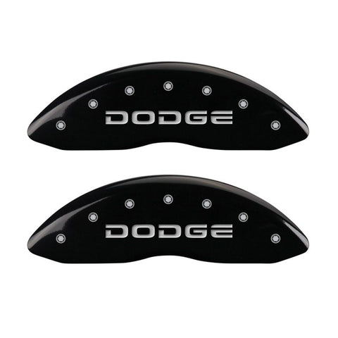 MGP 4 Caliper Covers Engraved Front & Rear Broken D/Dodge Black finish silver ch - 12134SDODBK