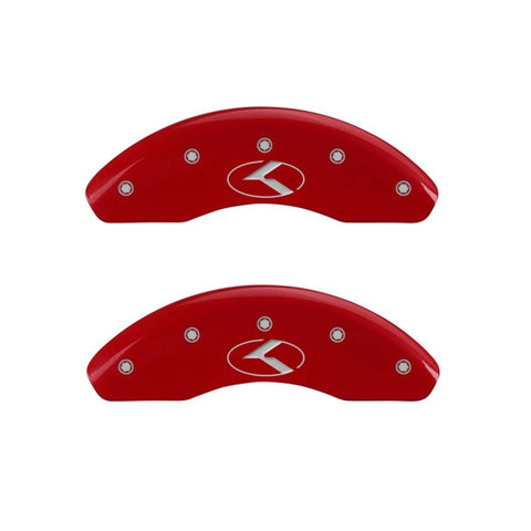 MGP 4 Caliper Covers Engraved Front & Rear Circle K/Kia Red finish silver ch - 21185SCRKRD