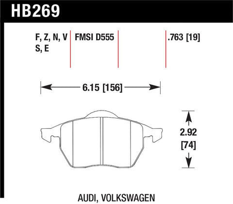 Hawk HT-10 Audi/Volkswagen Race Front Brake Pads - HB269S.763