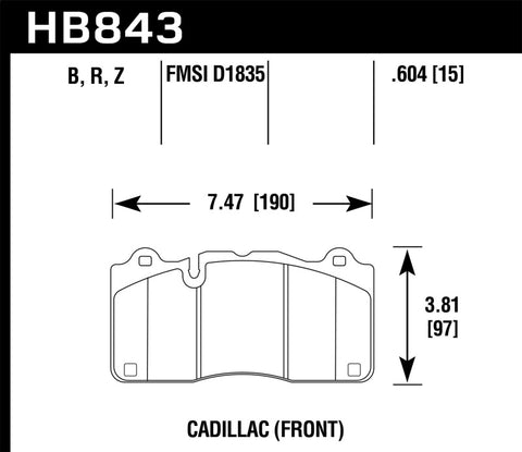 Hawk 2016 Cadillac CTS DTC-60 Race Front Brake Pads - HB843G.604