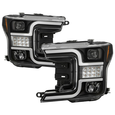 Spyder 18-19 Ford F-150 Proj Headlights - Halogen Model - LED Seq Turn - Blk PRO-YD-FF15018-LBSEQ-BK - 5086648