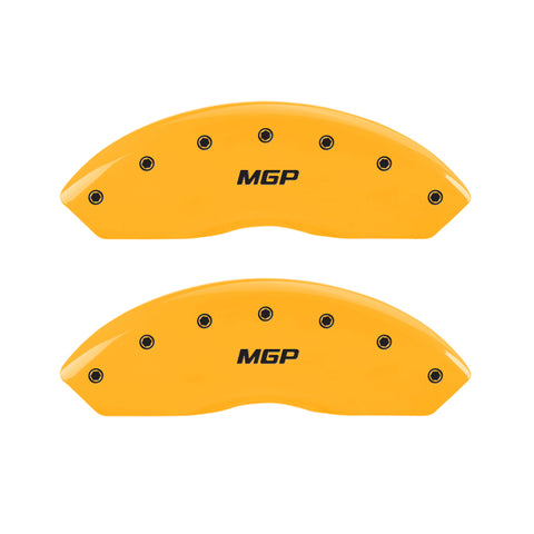 MGP 4 Caliper Covers Engraved Front & Rear MGP Yellow finish black ch - 10240SMGPYL